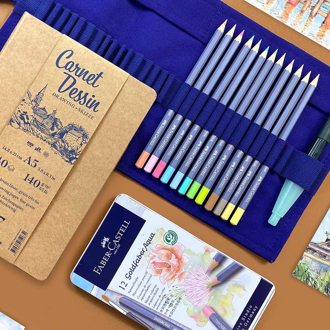 Crayons Aquarellables au Japon, un voyage dessiné